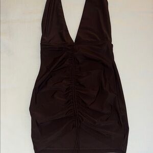 Elegant Brown Halter Dress